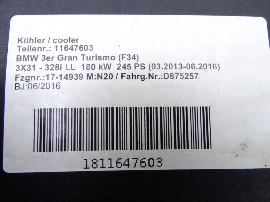 фото №15, Bmw 3 gt f34 328i 2.0 n20 13-16 набор комплект радиатор вентилятор оригинал