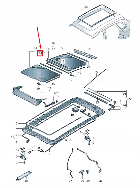 фото №1, Audi q5 fy rear sunroof glass уплотнитель 80a877913
