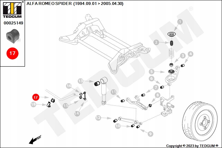 фото №14, Подушка стабілізатора tedgum 00025149 46555183