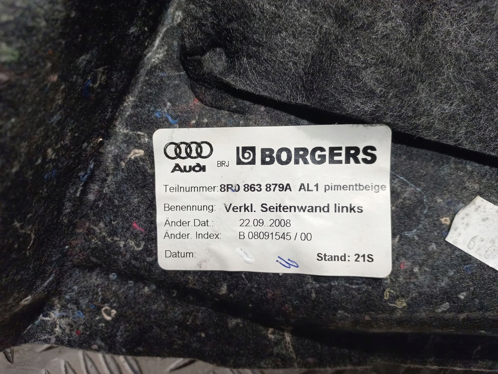 фото №11, Audi q5 sq5 2009 задняя сторона левая обшивка / обивка / багажника