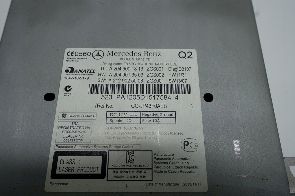 фото №4, Mercedes w204 радио lift 2049001813 2049013503 nav