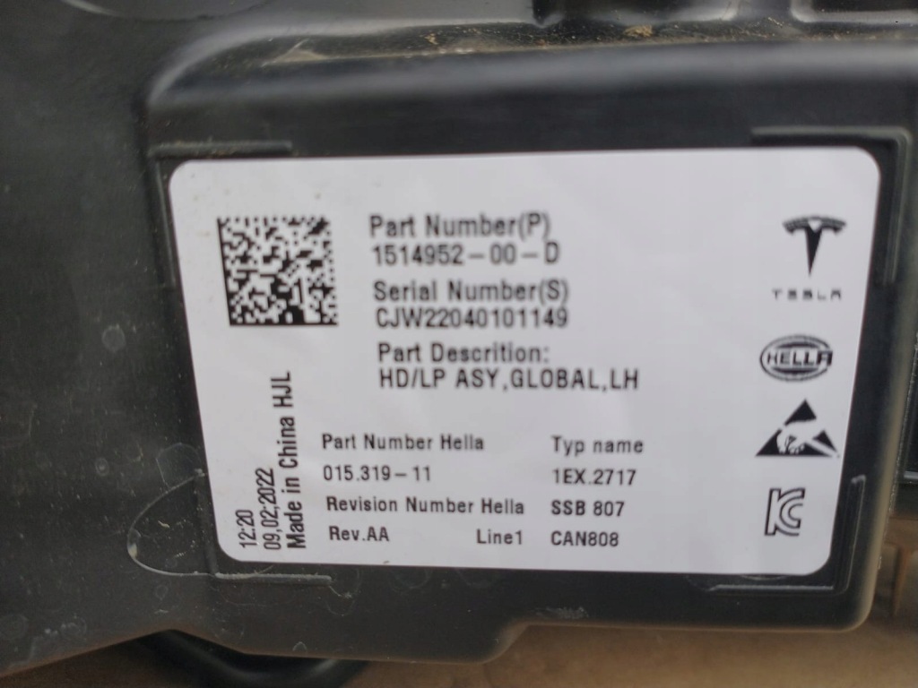 Фара лівий перед tesla model 3 3 рестайлінг  y 1514952-00-d full led європа Зі Шроту