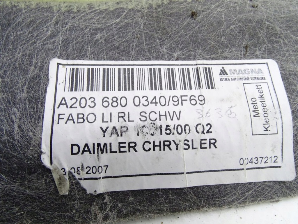 фото №8, Mercedes c c-klasa w203 00-08 килимок обшивка підлога anglik a2036800440