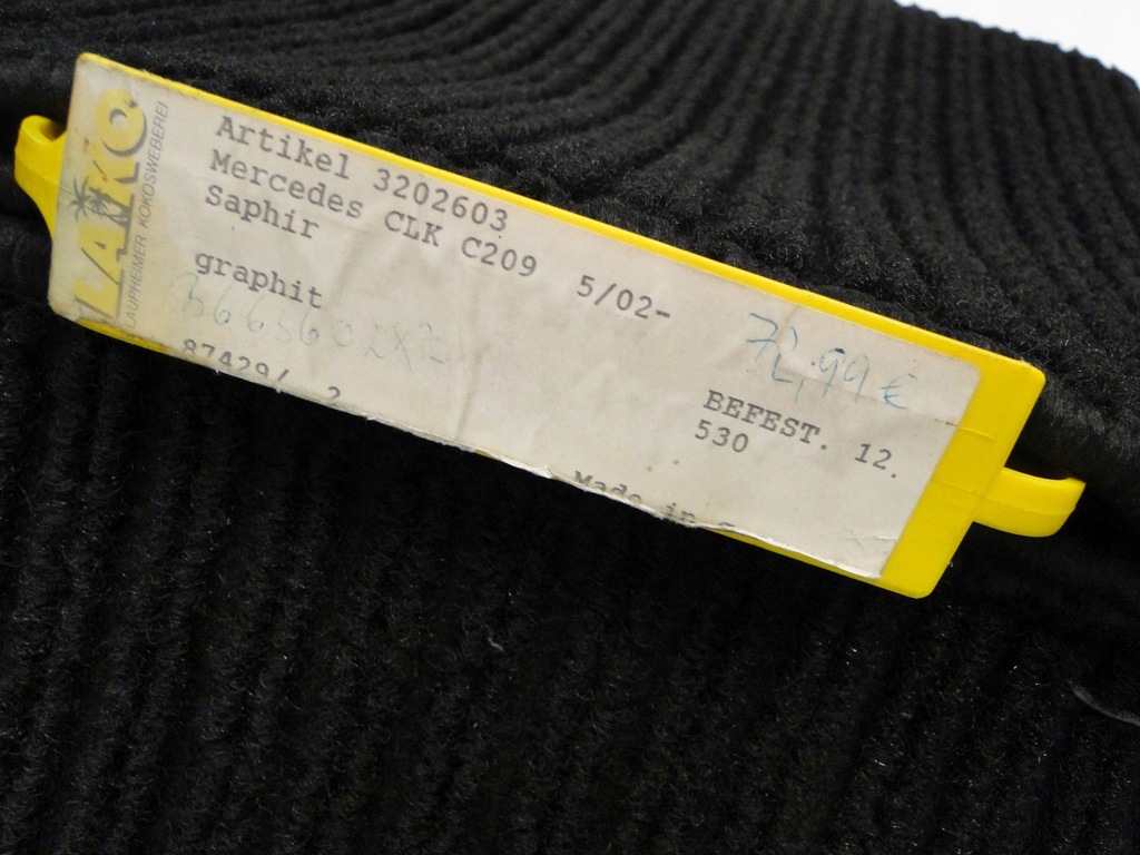 фото №13, Mercedes коврики велюровые обшивка комплект clk 209 c209 coupe w209