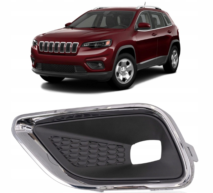 фото №1, Рамка решётка противотуманной фары левая jeep cherokee kl 2019-2023 lift хром решётка радиатора