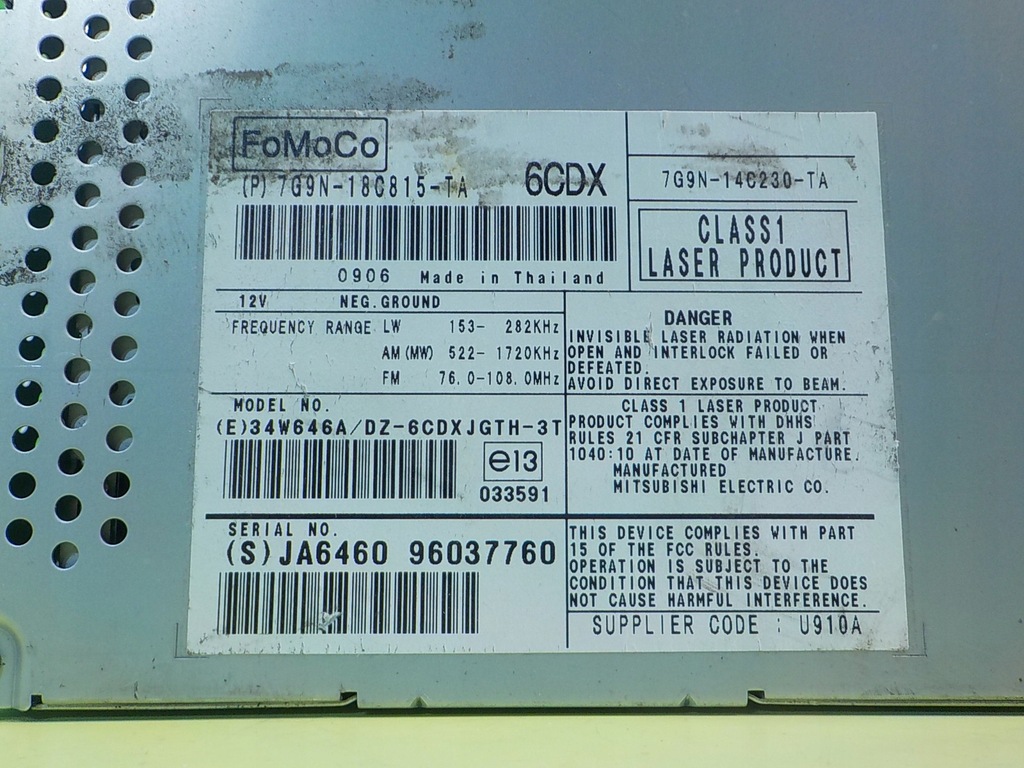 фото №6, Land rover freelander ii 2.2 tdi 09r 5d радіо 96037760