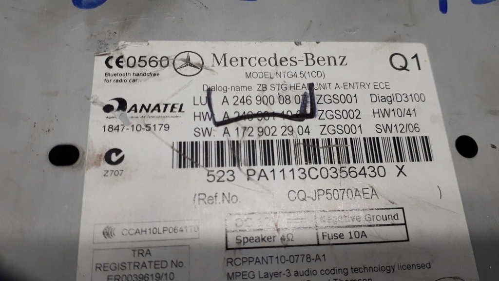 фото №10, A2469000807 радіо cd mercedes b w246