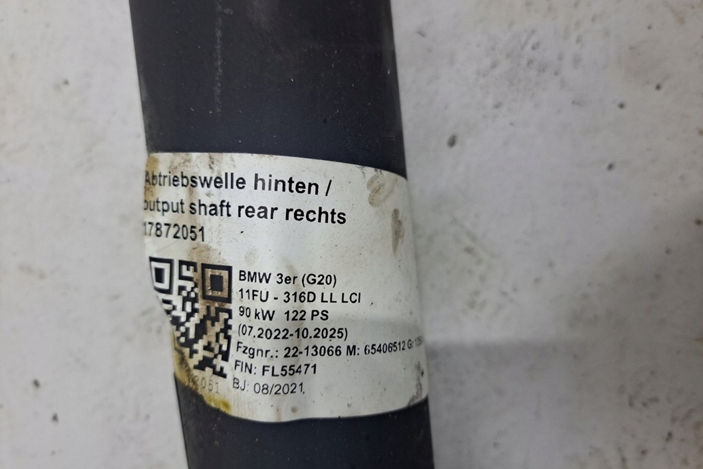 фото №7, Wał приводной bmw 3 g20, g28 8846086 2.0l дизель 90kw 2021