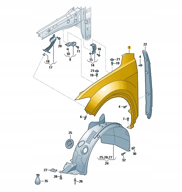 фото №1, Крила лівий перед vw t-roc oe: 2ga821021