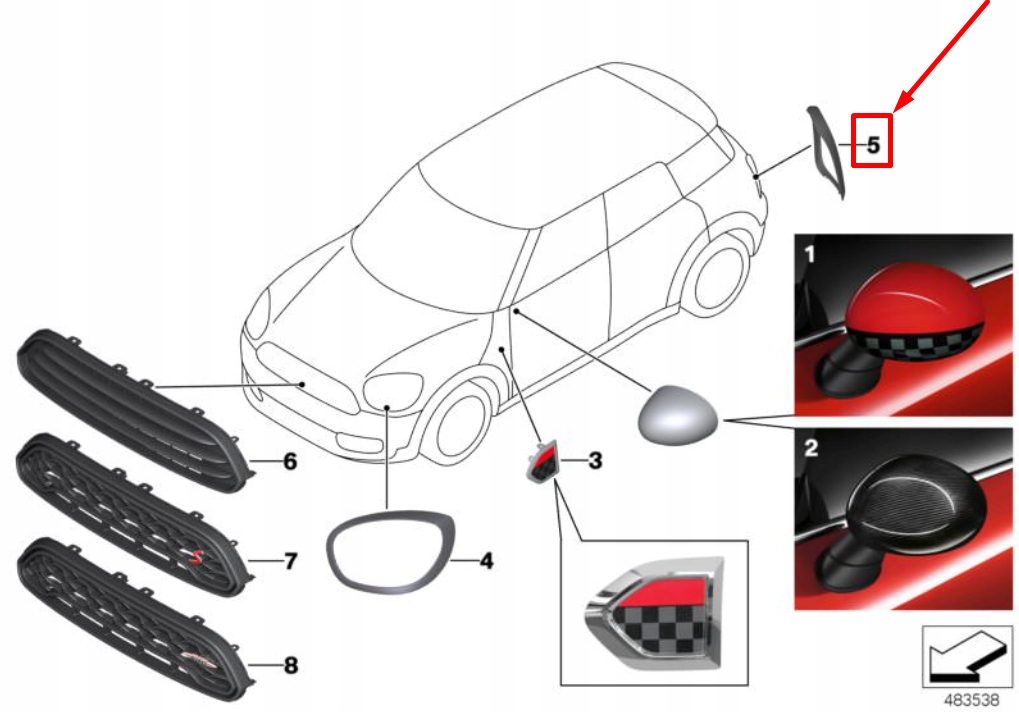 Кольцо декоративный заднего правого свет mini countryman f60 51712414990 с Разборки