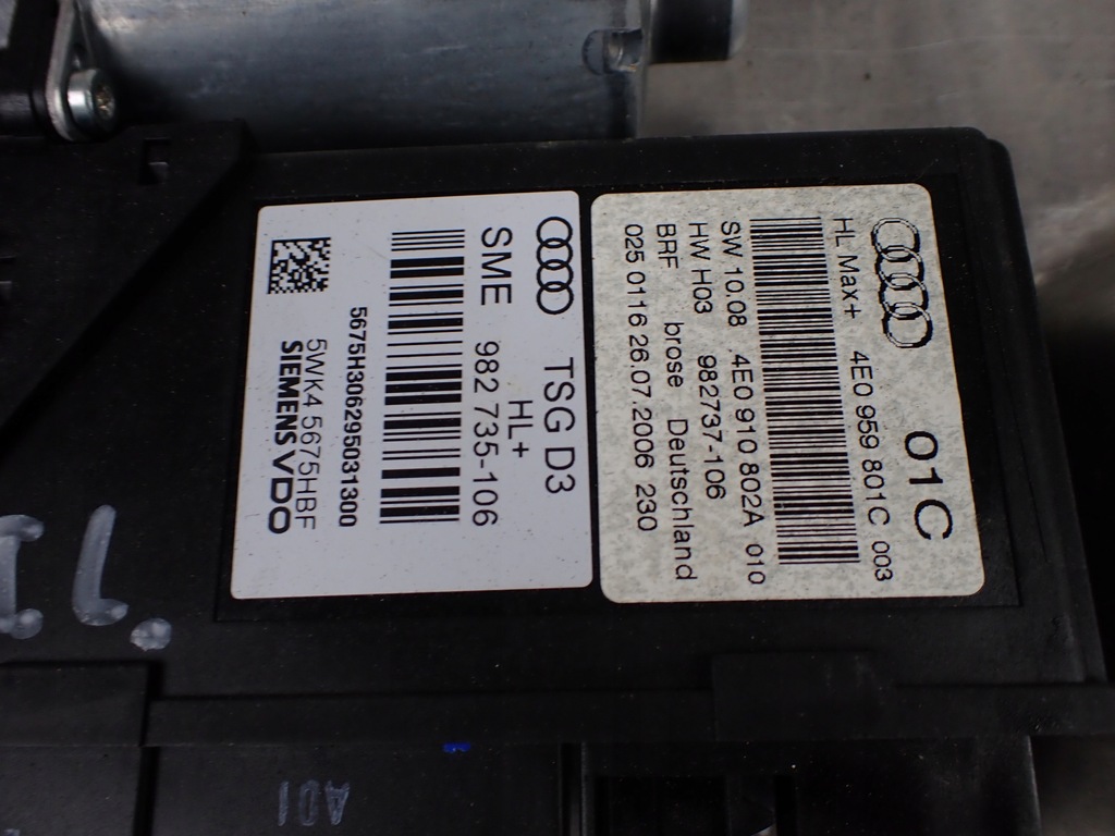 фото №8, Механизм подъёма стекло левый задняя audi s8 d3 5.2 fsi 4e0839849a