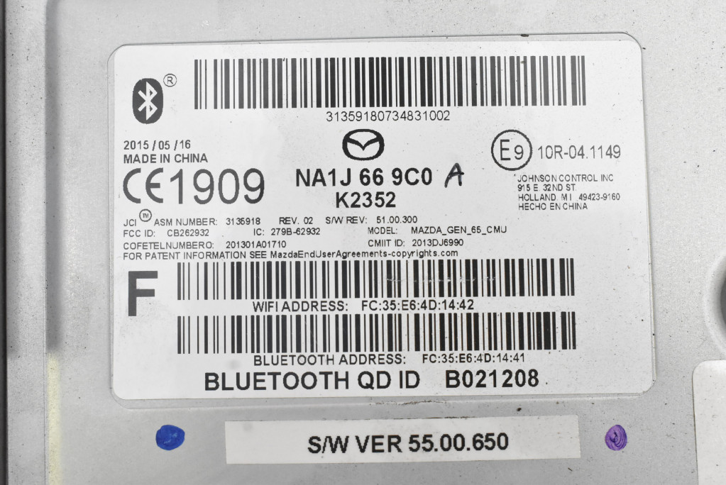 фото №6, Радио радиопроигрыватель тюнер na1j669c0 mazda mx5 mx-5 4 iv nd 15-21