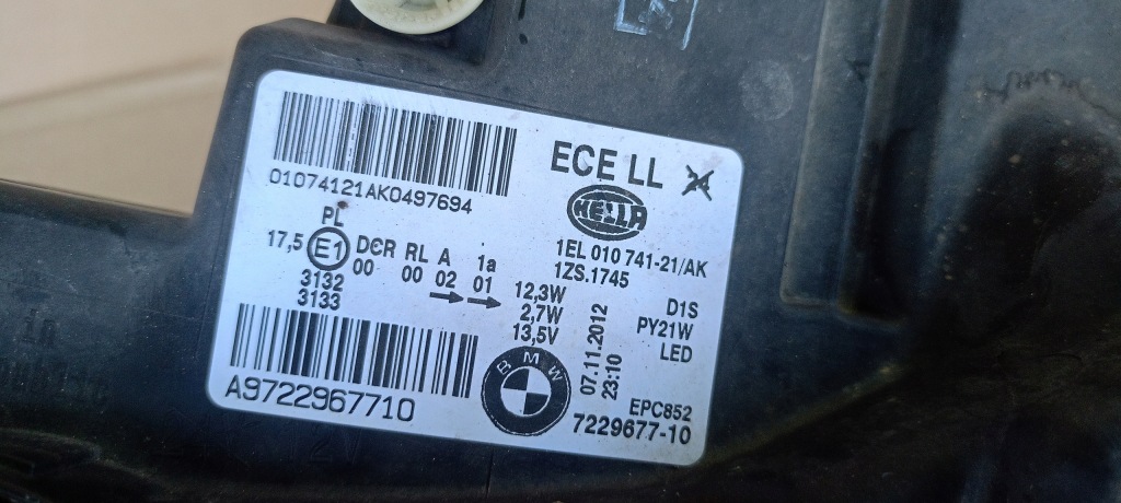 фото №9, Лампа передня ліва bmw 1 f20 f21 11-15rok ксенон 7229677-10 1el010741-21