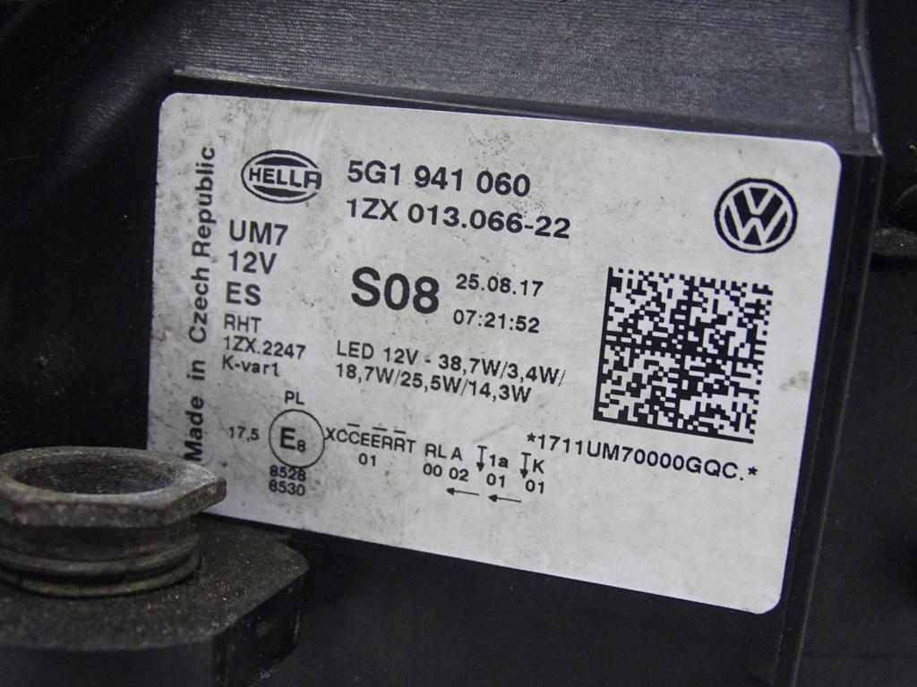 фото №7, Лампа передня права vw golf vii lift 17-21