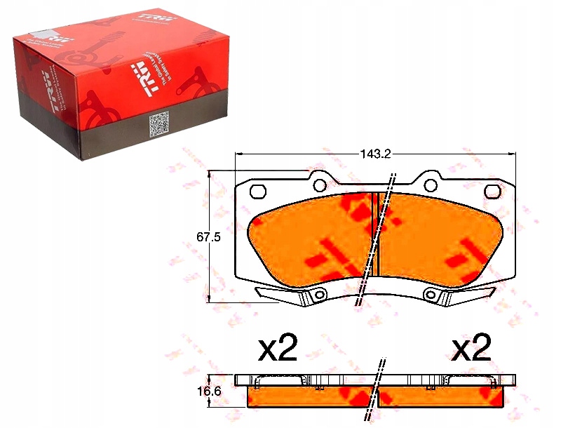 фото №1, Trw комплект гальмівних колодок ham. перед toyota hilux vii 2.