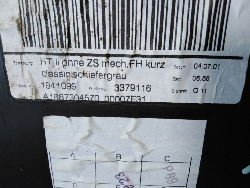 Mercedes a klasa w168 lift оббивка двері лівий задній Зі Шроту