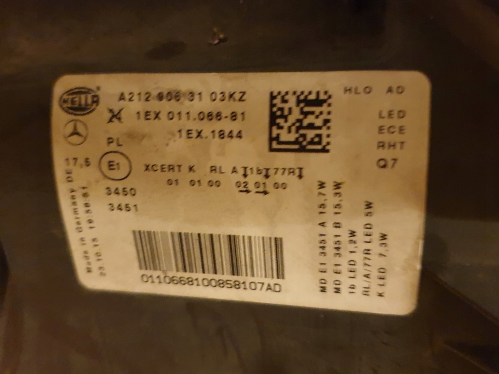 Mercedes e-klasa w212 рестайлинг  фара передняя led левая фара Цена