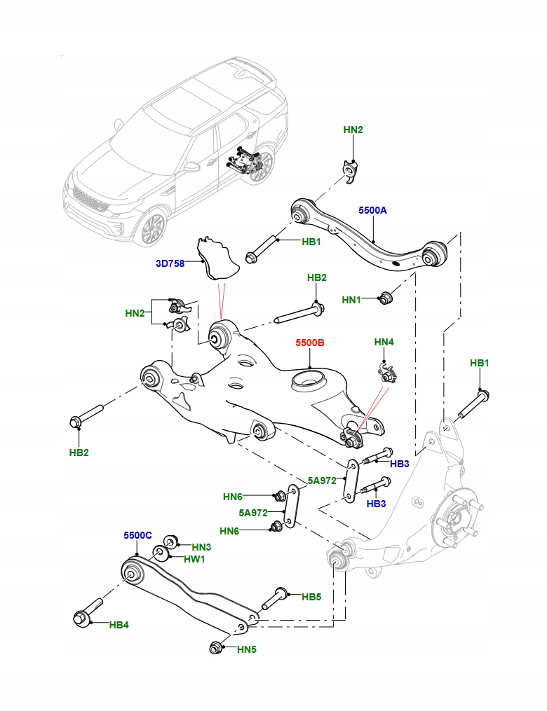фото №1, Рычаг задняя правый land rover range rover l405 discovery 5 l462 lr139495