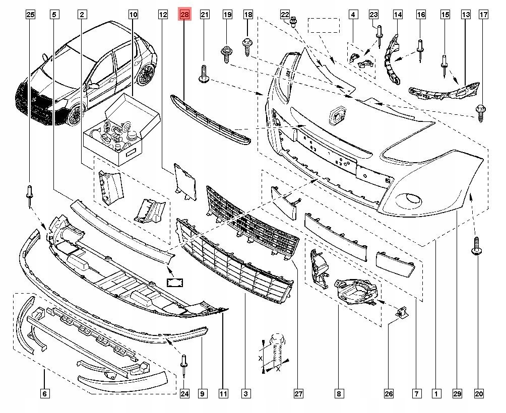 фото №2, Решётка радиатора решётка верхний бампер renault clio iii 2009-2012 lift nowa