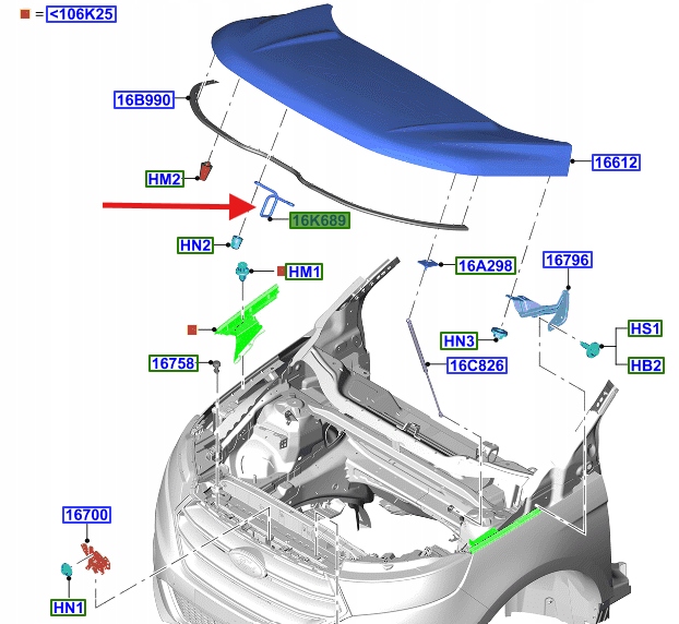 фото №14, Зачіп замка капот ford edge od 04.01.16 - 5331821 _ ft4b-16a944-ab