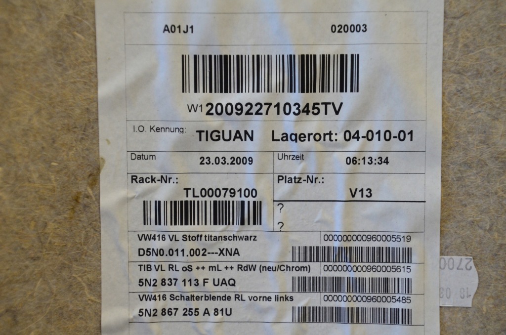 фото №7, Vw tiguan 5n gb комплект сидений материал