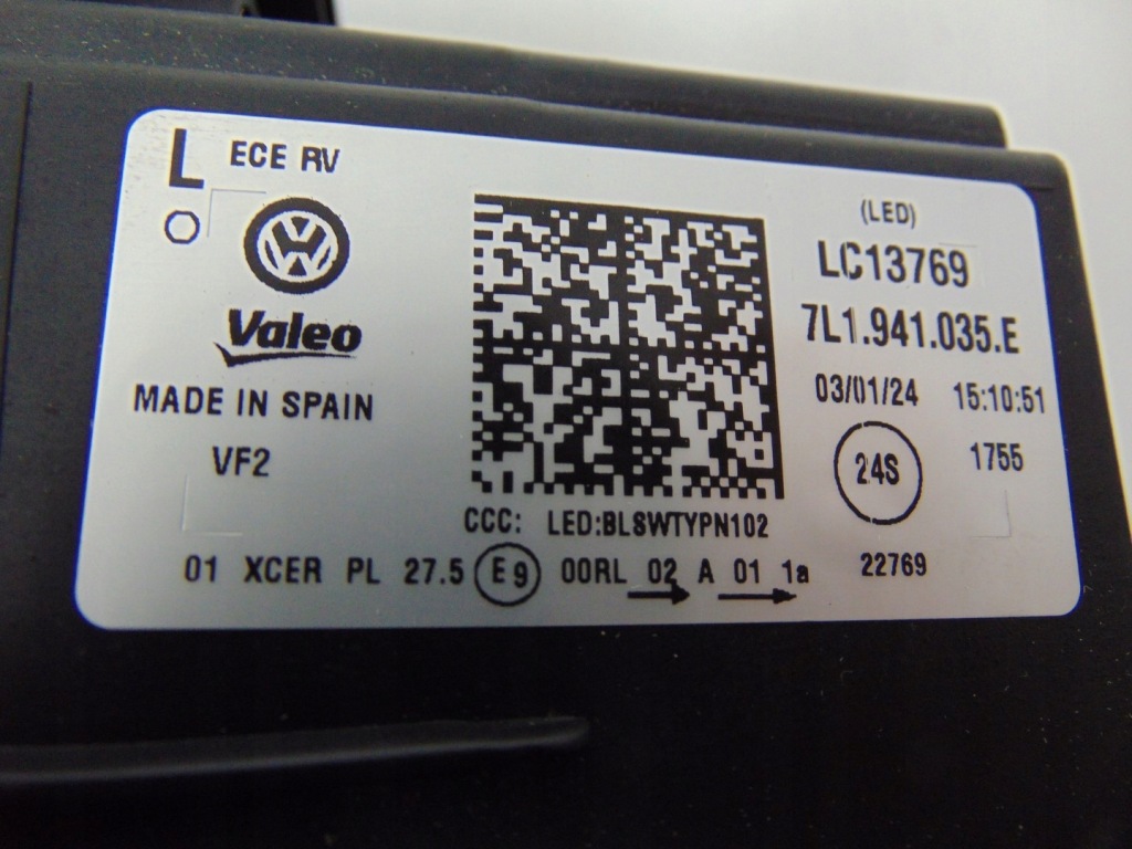 фото №15, Лампа левая перед vw transporter t6 lift nowa оригинал 7l1941035