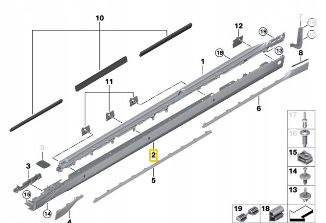 Молдинг порог защита левая pod pdc хром лампа 8081559 bmw 7 g70 m-pakiet Недорого