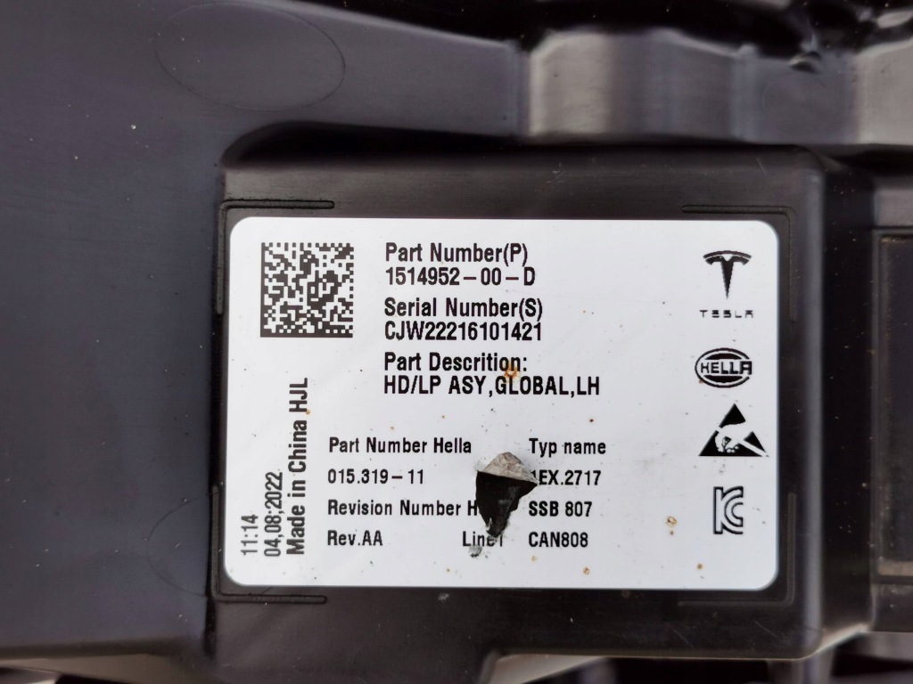Tesla 3 рестайлінг  20- y фара передня ліва led 1514952-00-d Оригінал