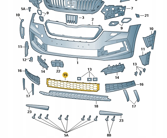 фото №1, Решітка середня бампера skoda scala оригінал