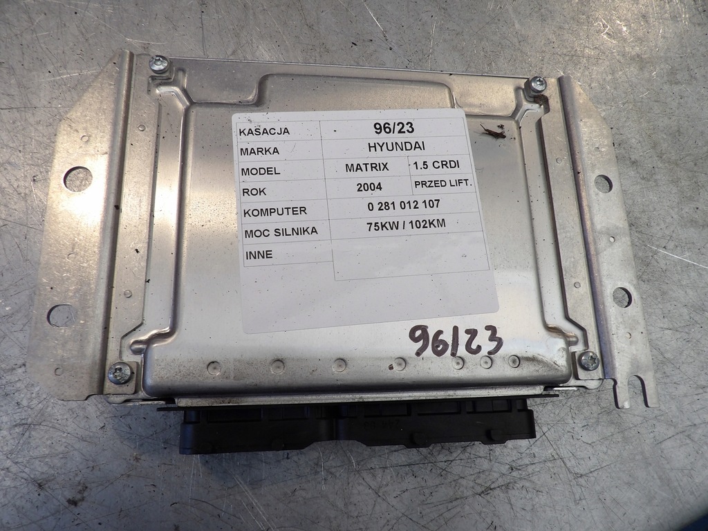 фото №1, Бортовой компьютер hyundai matrix 1,5crdi 0281012107