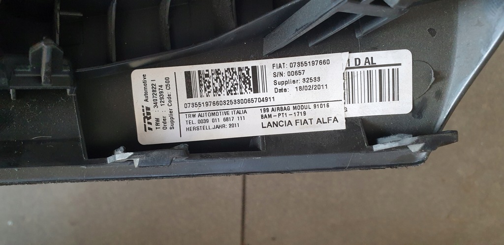 фото №9, Панель приладів приладова подушки безпеки ремені fiat punto evo 2009-