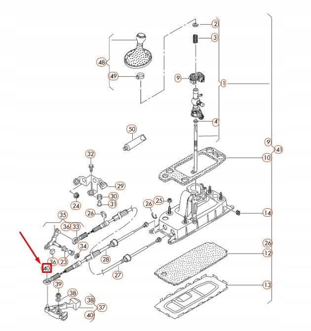 фото №7, Przechwyt тросы трос vag vw golf jetta passat оригинальный 1j0711761b