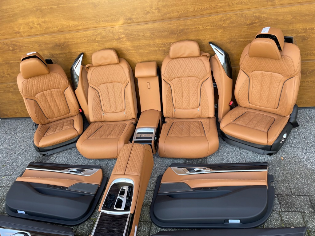 фото №13, Bmw g12 сидіння заднє сидіння оббивка nappa sanddle cognac монітори масаж full