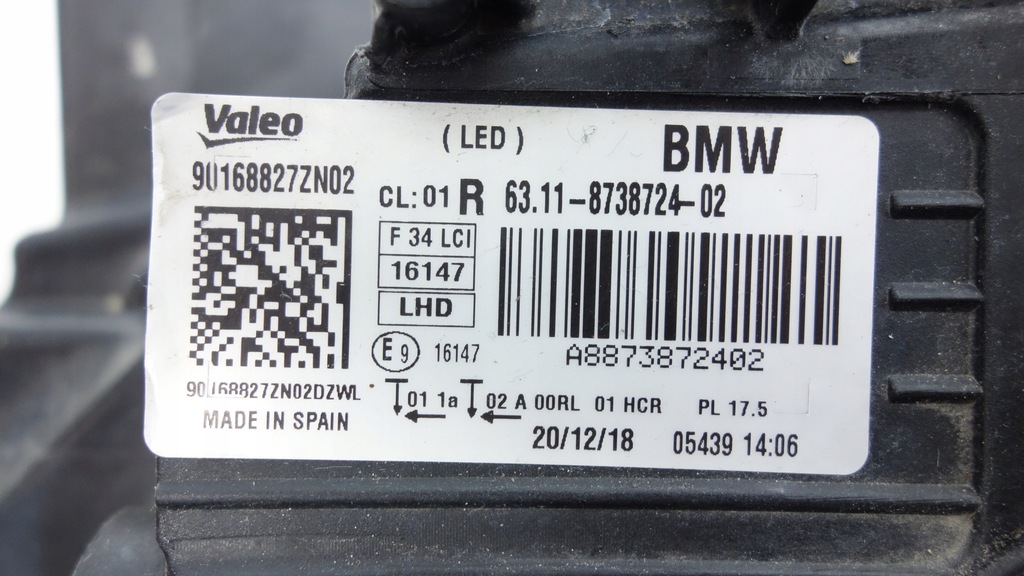 фото №9, Bmw 3 iii gt f34 13- lci full led лампа правий перед права передня 8738724