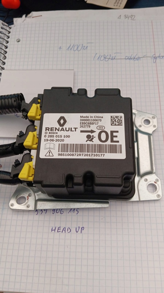 фото №1, Модуль датчик подушка безпеки renault arkana 985100872r , 0285015100