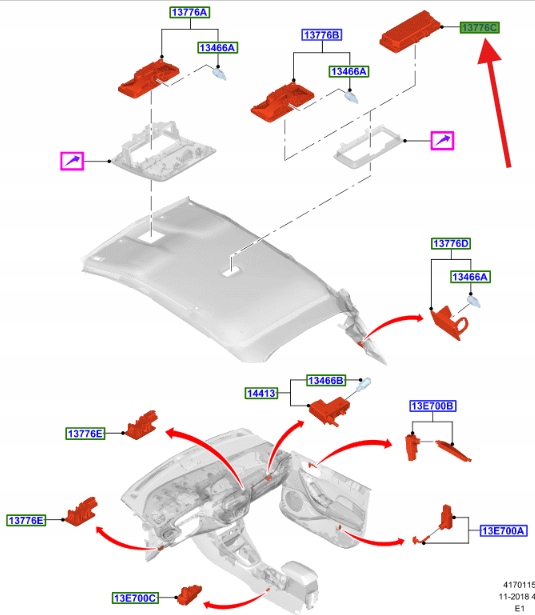 фото №1, Світло салону fiesta puma ranger 2223539 _ h1bb-13776-ae