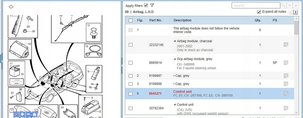 фото №6, Volvo v70 2002 модули подушек воздушных