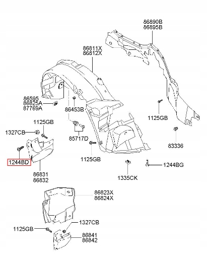 фото №7, Болт, винт подкрылок hyundai terracan оригинальный номер 12441 06256b