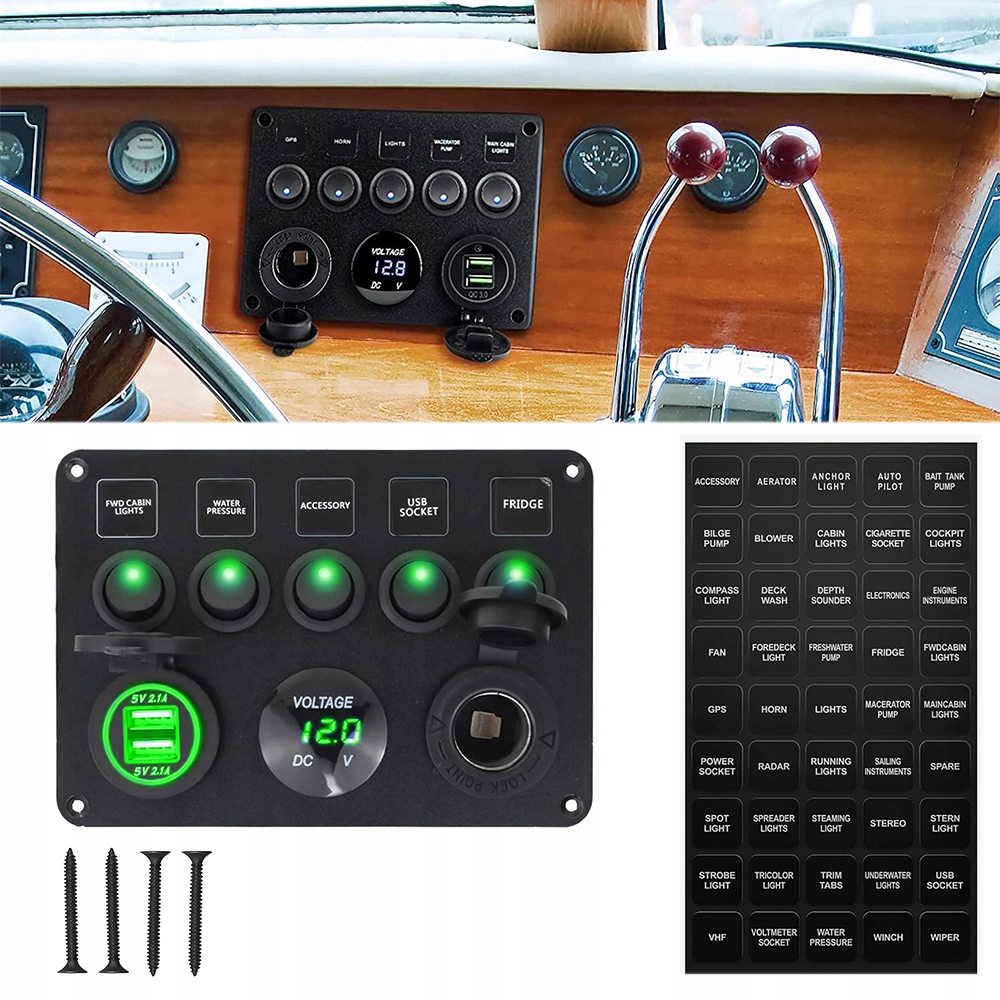 фото №13, Панель переключателей 12-24v usb переключатели выключатель