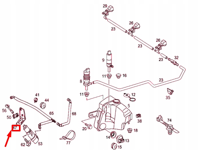 Mb ml w163 кронштейн do чистка lewego фара a1638601714 оригинальный с Разборки