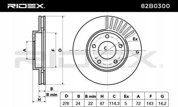 фото №5, 2x ridex 82b0300 гальмівні диски гальмівні перед do ford maverick 278mm