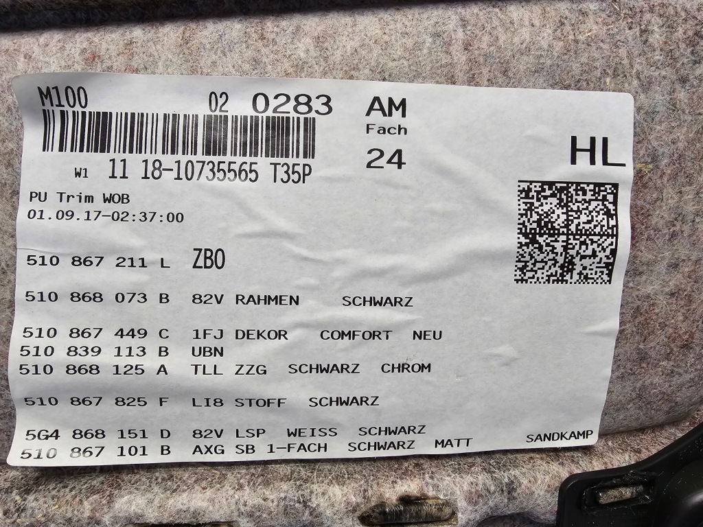 фото №8, Vw golf vii 7 sportsvan обивка обшивка левый задняя 517867211l