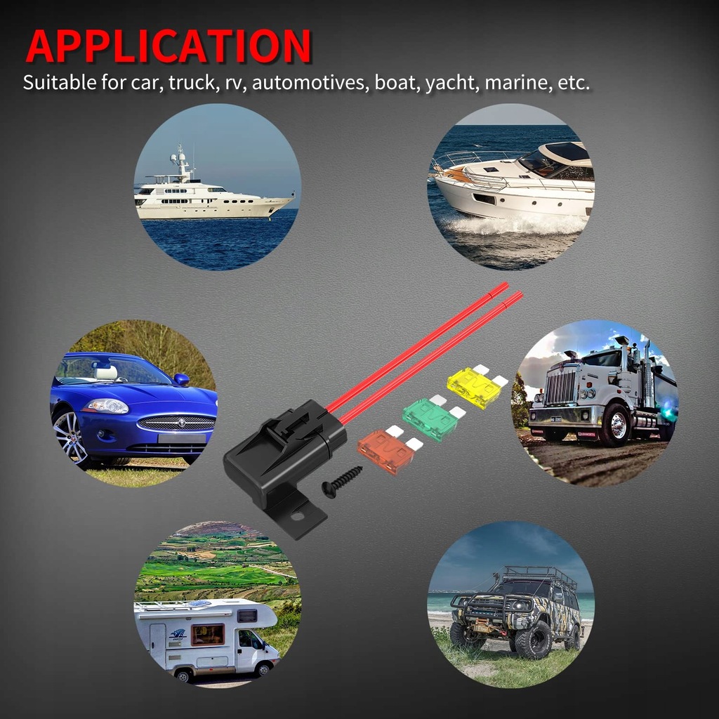 фото №6, 6 sztuk inline кронштейн предохранитель 12 awg atc/ato с 18 sztuk standardowe предохранители автомобильные