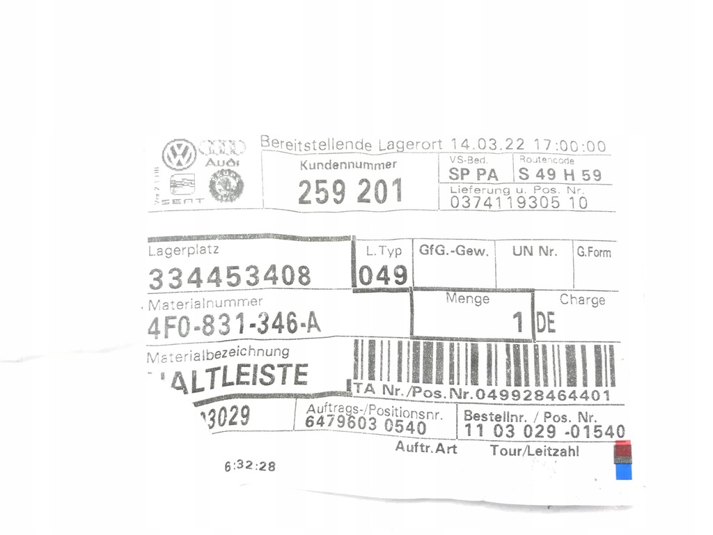 фото №9, Audi a6 c6 кронштейн уплотнители стекло 4f0831346a