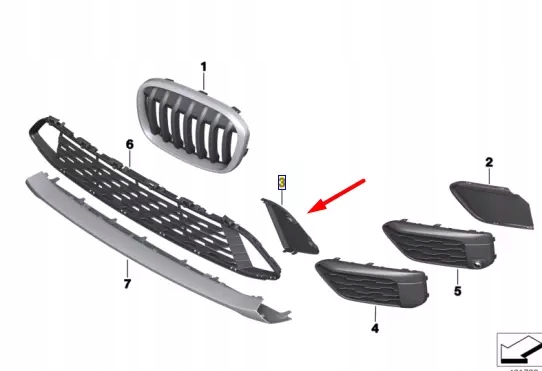 фото №16, Bmw x1 f48 перед правый средний решётка радиатора 51117374206