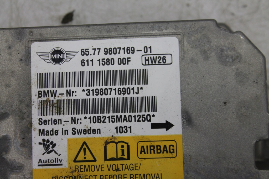 фото №2, Модуль датчик подушка безпеки 9807169 mini r55 r56 07-14