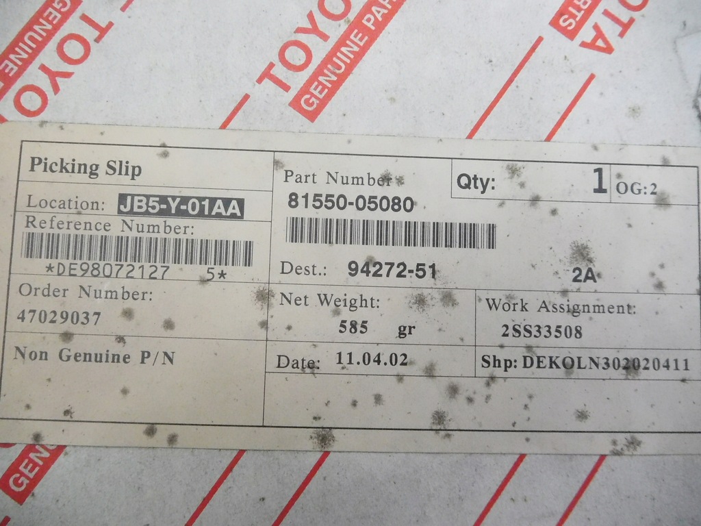 фото №10, Лампа задняя правый toyota avensis 99-03 81550-05080