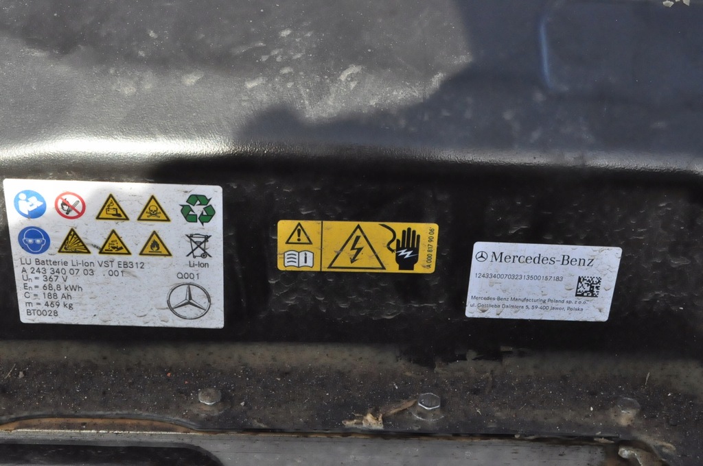 фото №9, Mercedes eqb x243 аккумулятор аккумулятор 68.8 kwh 188 ah a2433400703 2023r 7tys