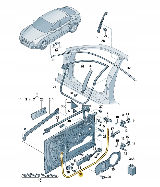 фото №1, Прокладка двері зовнішня ліва audi a7 c7 aso