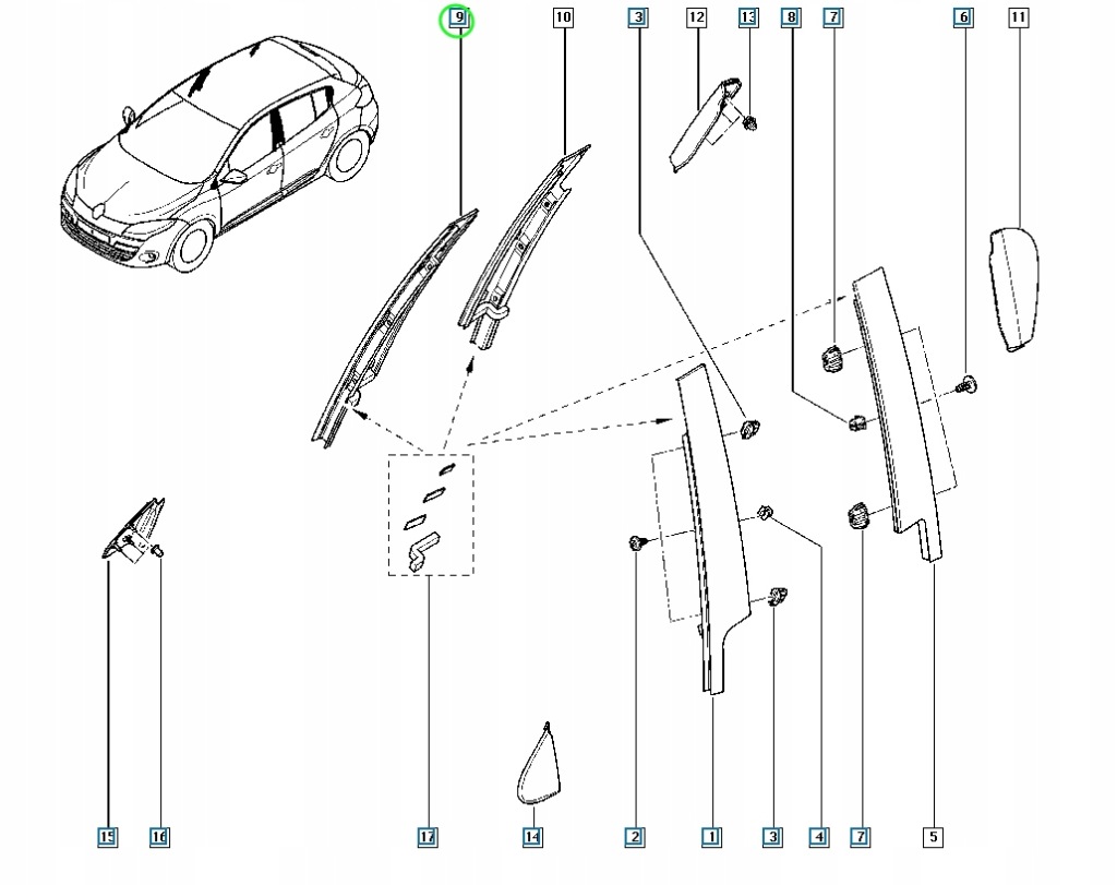 Dekor двері правий перед megane iii 802840009r Зі Шроту